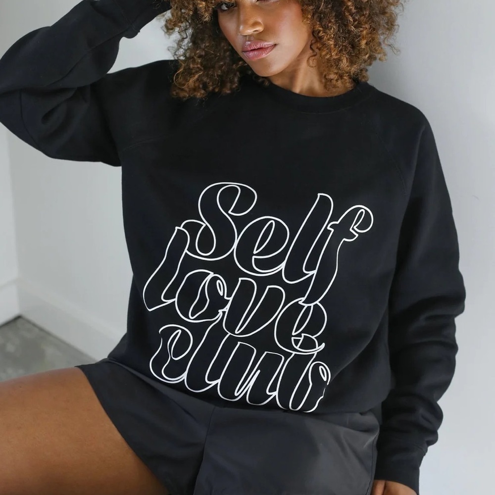 [Brunette the Label] SELF LOVE CLUB Big sister Crewneck - Black - S/M